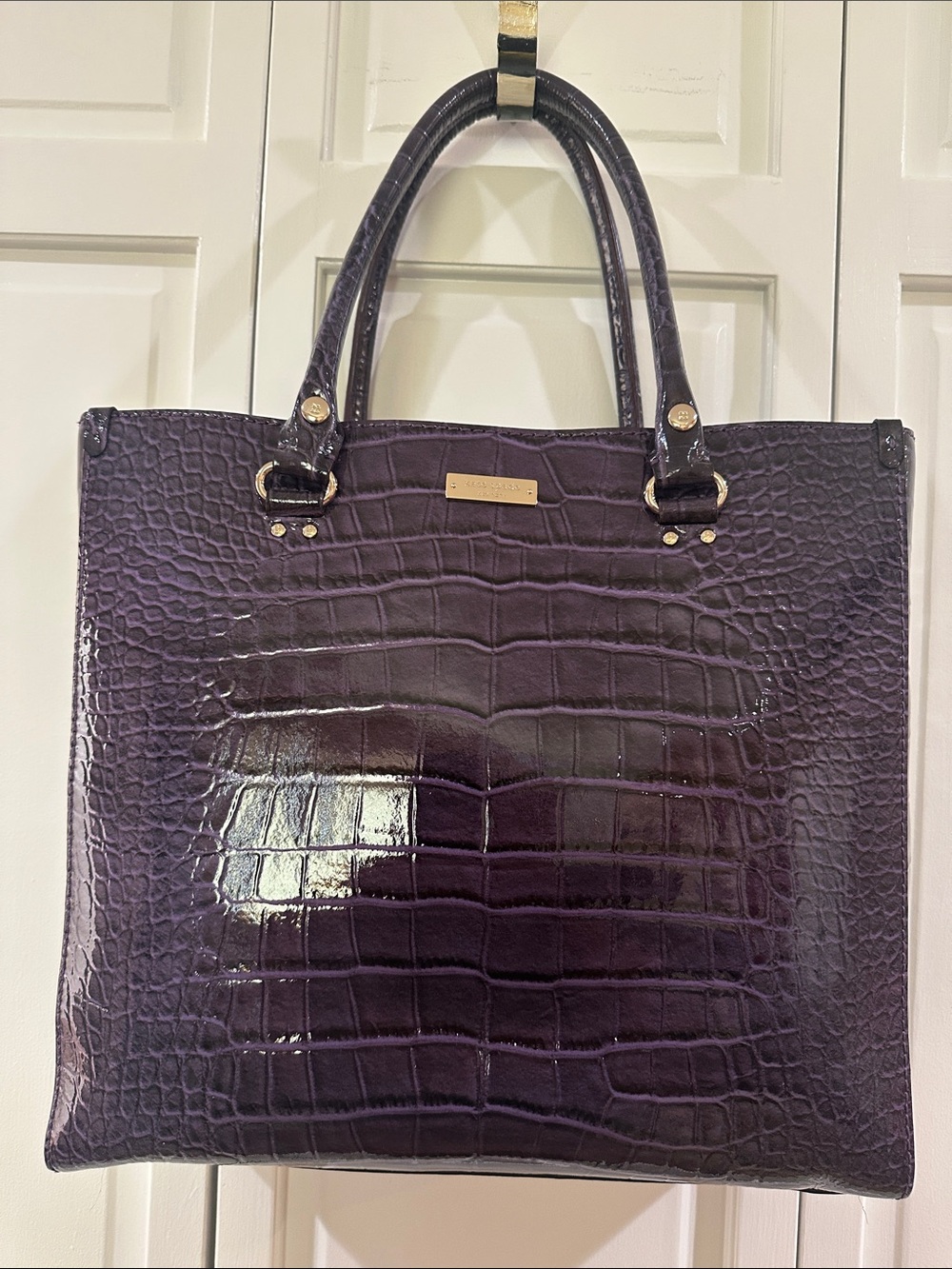 Kate Spade Vintage Purple Knightsbridge Quinn Croc-Embossed Patent Leather Bag